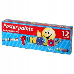 Farby plakatowe 12 kolorów 20 ml Fun&Joy