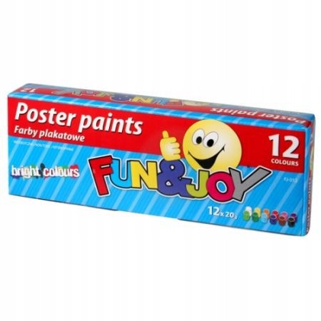 Farby plakatowe 12 kolorów 20 ml Fun&Joy