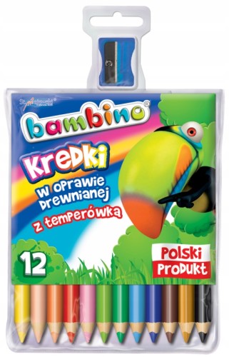Kredki Bambino drewniane z temperówką 12 szt