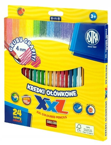 Kredki ołówkowe hexagonalne 24 kolory