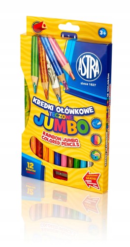 Kredki ołówkowe tęczowe 12 kolorów Jumbo