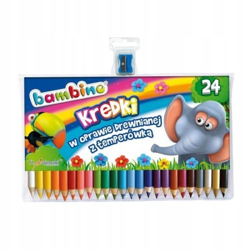 Kredki Bambino drewniane 24 kolory + temperówka
