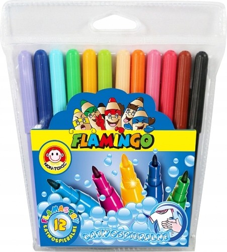 Flamastry łatwo spieralne 12 sztuk Flamingo