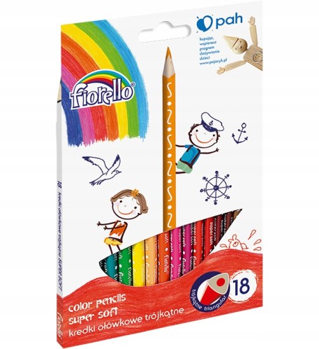 Kredki ołówkowe trójkątne 18 kolorów Super Soft