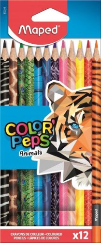 Kredki trójkątne 12 kolorów Colorpeps Animals