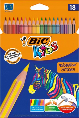 Kredki ołówkowe 18 kolorów Eco Evolution Stripes