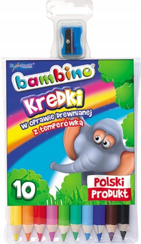 Kredki Bambino drewniane 10 kolorów + temperówka