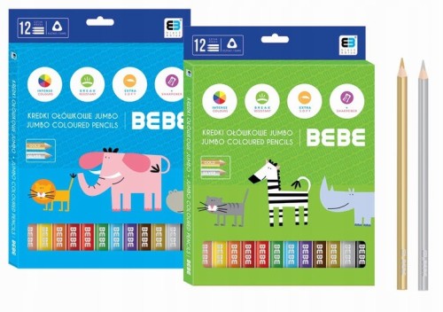 Kredki ołówkowe trójkątne 12 kolorów Jumbo B&B Kids Pastel