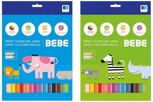 Kredki ołówkowe trójkątne 12 kolorów Jumbo B&B Kids