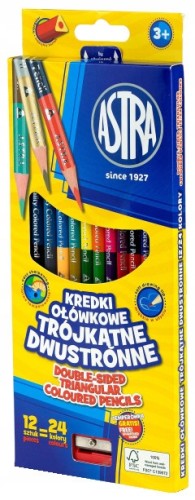 Kredki ołówkowe trójkątne dwustronne 12 kolorów