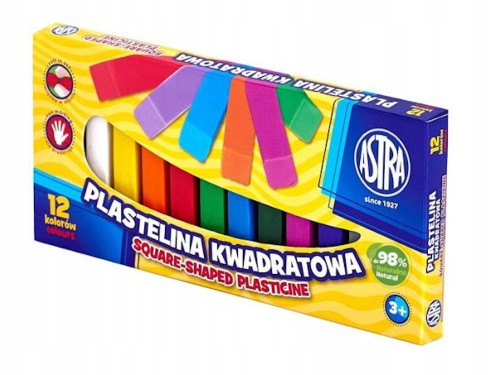 Plastelina kwadratowa szkolna 18 kolorów