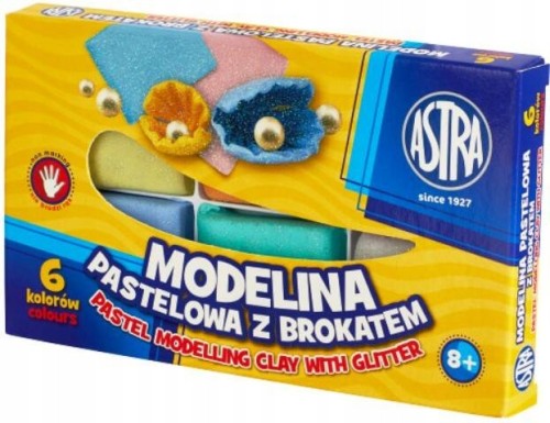 Modelina pastelowa z brokatem 6 kolorów