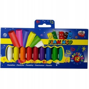 Plastelina szkolna nietoksyczna 12 kolorów Flamingo