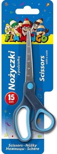 Nożyczki ergonomiczne z podziałką niebieskie 15 cm