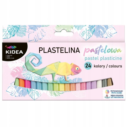 Plastelina pastelowa szkolna dla dzieci 24 kolory Kidea