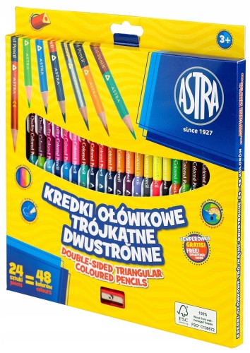 Kredki dwustronne szkolne trójkątne 24 szt.
