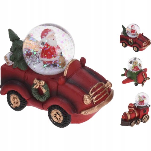 Kula śnieżna świąteczna z pojazdem wodna 10 cm