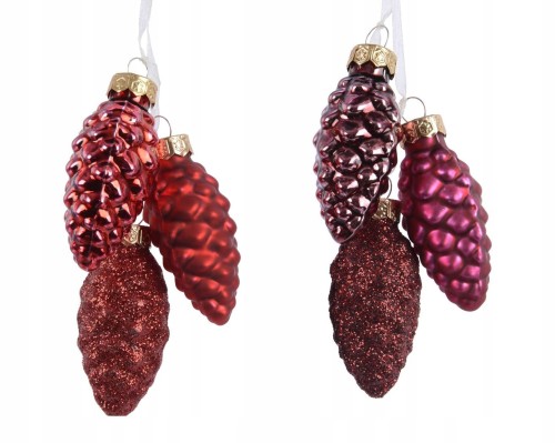 Bombki choinkowe świąteczne ozdobne szyszki 3 szt. 6 cm