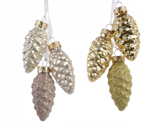 Bombki na choinkę świąteczne ozdobne szyszki 3 szt 6 cm