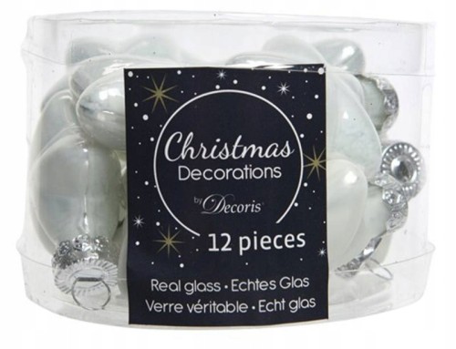 Bombki choinkowe szklane gwiazdki białe zestaw 12 szt. 4 cm