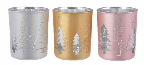 Świecznik świąteczny na tealight szklany 8,5 cm