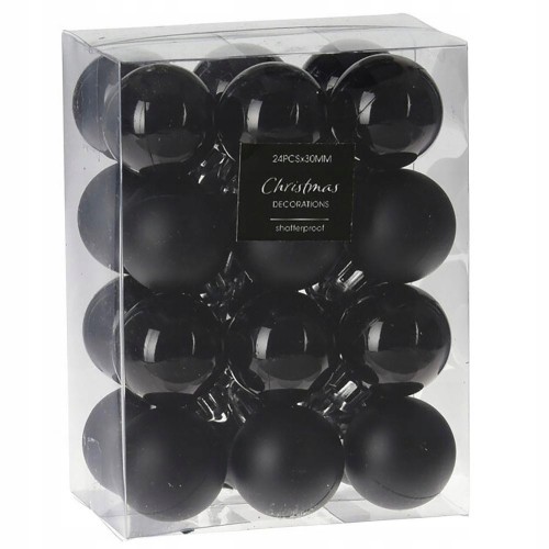Bombki choinkowe świąteczne zestaw czarne 24 szt. 3 cm