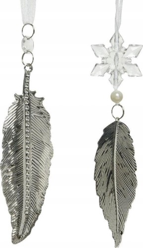 Zawieszka na choinkę świąteczna piórko srebrne 