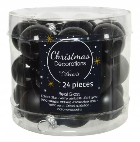 Bombki choinkowe czarne zestaw 24 szt.