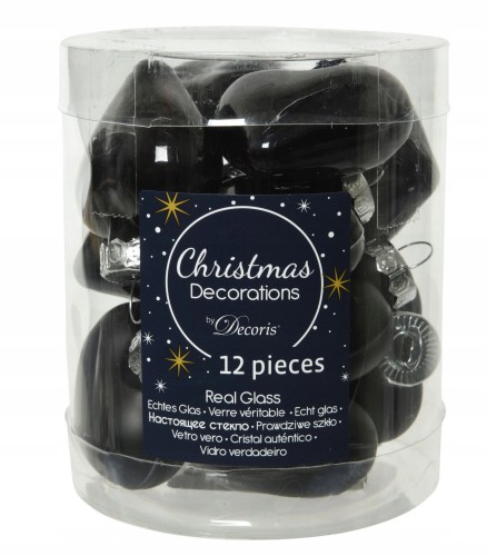 Bombki choinkowe czarne serca zestaw 12 szt.