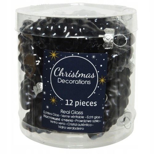 Bombki choinkowe czarne szyszki zestaw 12 szt.