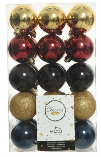 Bombki choinkowe wielokolorowe zestaw 30 szt. 6 cm