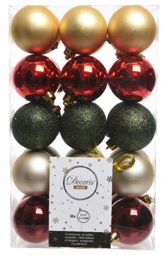 Bombki choinkowe wielokolorowe zestaw 30 szt.