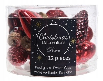 Bombki choinkowe czerwone zestaw 12 szt. 4,5 cm