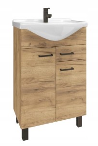 Szafka łazienkowa z umywalką dąb craft stojąca na nóżkach 55 cm Mea