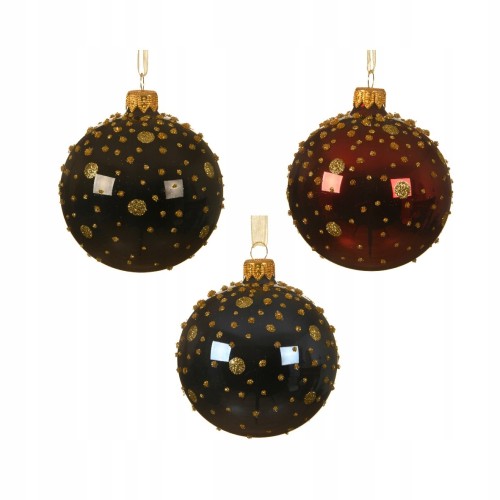 Bombka choinkowa szklana z brokatem 8 cm