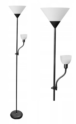 Lampa podłogowa stojąca czarna 60W E27+E14 Benfica
