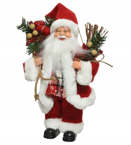 Święty Mikołaj figurka świąteczna czerwona 30 cm