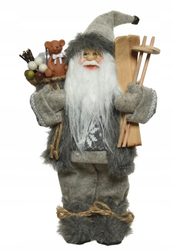 Święty Mikołaj figurka świąteczna szara 45 cm