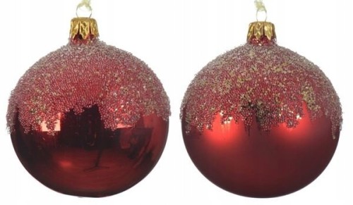 Bombka na choinkę świąteczna czerwona 8 cm