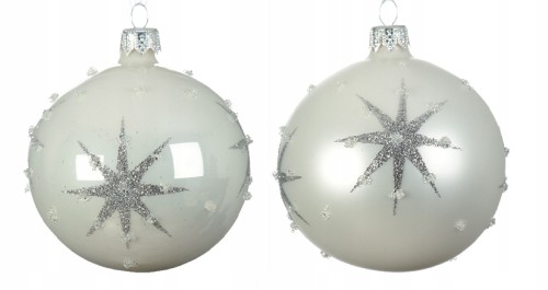 Bombka na choinkę świąteczna biała 8 cm