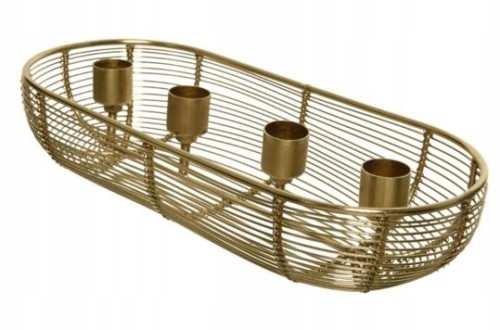 Świecznik na świece ozdobny złoty 28,5 cm