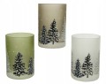 Świecznik szklany świąteczny na tealight z choinką 12 cm
