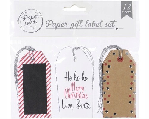Zawieszki papierowe do prezentów świąteczne 12 szt.