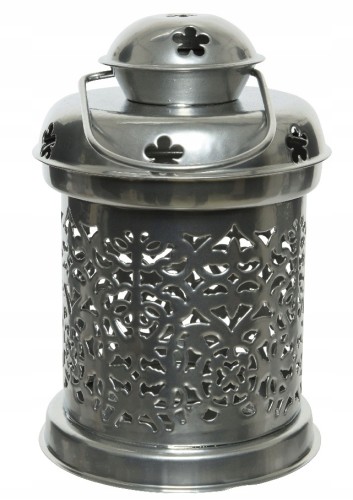 Latarnia świąteczna dekoracyjna srebrna 14,5 cm