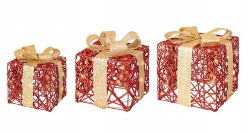 Świąteczne pudełka dekoracyjne LED 3 szt.