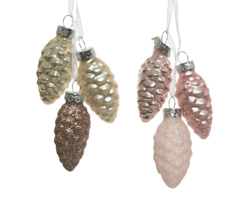 Bombki choinkowe świąteczne szyszki 3 szt. 2,5 cm