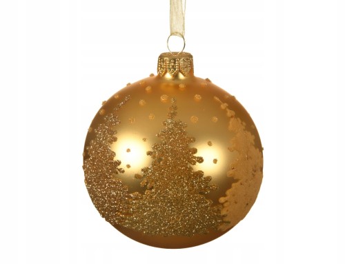 Bombka choinkowa szklana złoty mat 8 cm