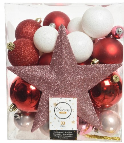Zestaw bombek na choinkę ze szpicem 33 szt.