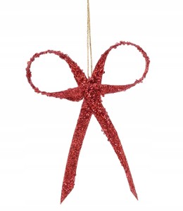 Kokarda choinkowa świąteczna czerwona 25 cm