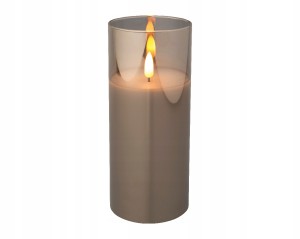 Świeczka w szkle LED ozdobna szara 17,5 cm